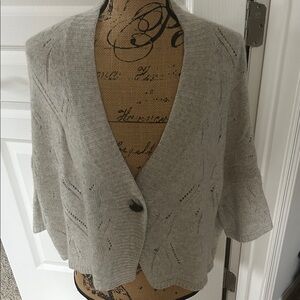 360 Cashmere Women's Cardigan in Light Tan and Grey tones